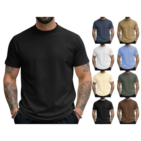 Afuyipoi Men's Quick-Dry Athletic T-shirts, Short-Sleeve Base Layer Tee Casual Sport Top Black Size M