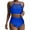 C_Blue, variant on MGDXOX Ruched High Waisted Swimsuit for Women One Shoulder Bikini Sets Tummy Control Full Coverage Two Piece Bathing Suit Black M