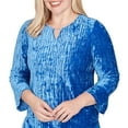 thumbnail image 4 of Alfred Dunner Womens Petite Crushed Velvet Keyhole Bell Sleeve Top, 4 of 4