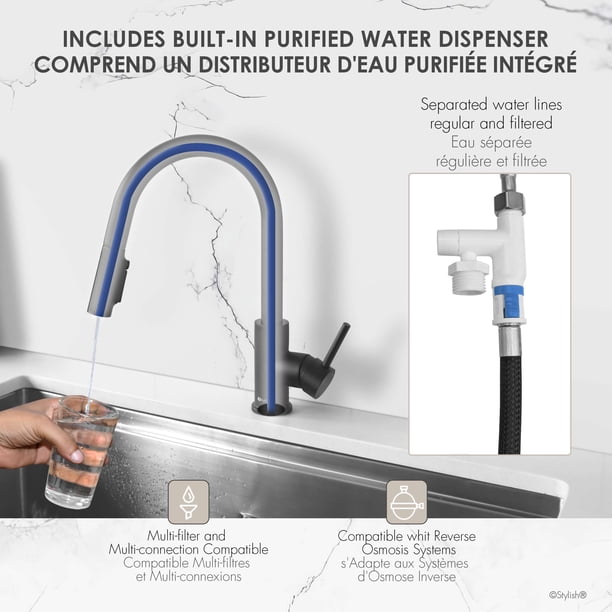 Robinet De Filtre à Eau Chromé – Type EuroFaucet4, 1 Trou, Levier Unique, Style Luxe !