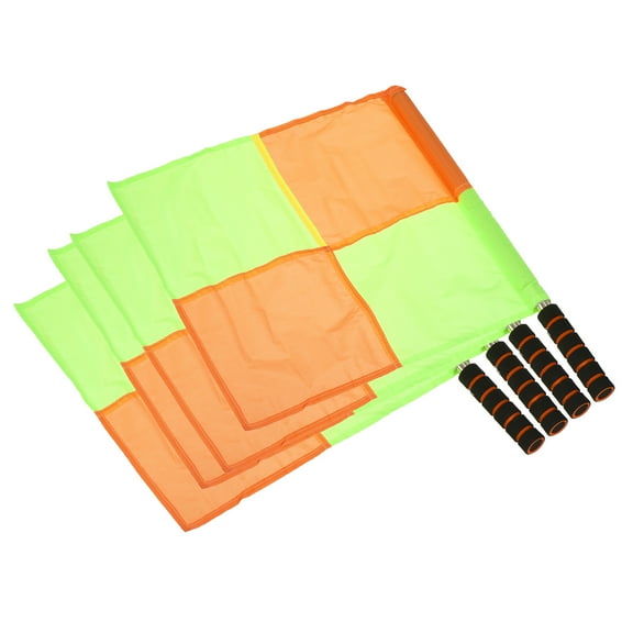 Uxcell Linesman Referee Flag Stainless Steel Pole Sponge Grip, Checked w Border 4 Pack