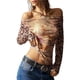 thumbnail image 2 of Blusas de Larga con Hombros Descubiertos y Estampado Floral para Mujer, de Otoño, de , Fruncidas, Ajustadas, Modernas, para Salir Estampado de Leopardo L, 2 of 10