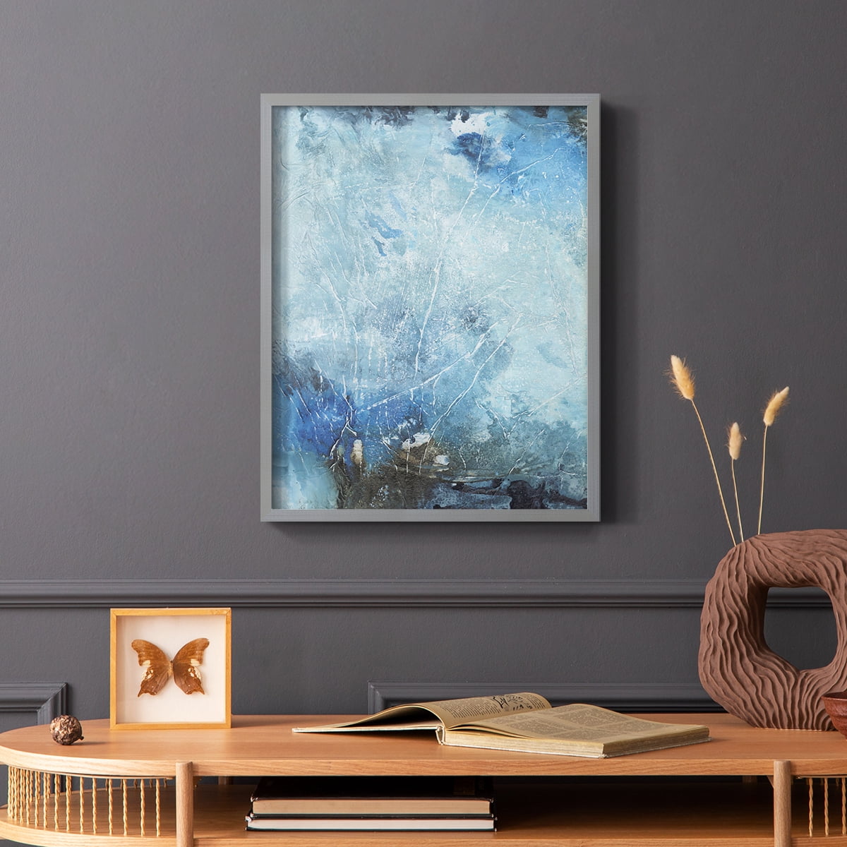 Coastal Seas III Framed Print in Gray Solid Wood Framed Print No Nail Hanging