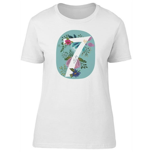 Number 7 With Flowers T-Shirt Women -Image by Shutterstock, Female Small