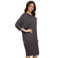 thumbnail image 3 of Women's Solid Casual Sexy Relax fit Dolman 3/4 Sleeve Side Draped Midi Dress, 3 of 5