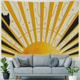 thumbnail image 4 of PRATYUS  Gold Boho Burning Sun Tapestry Wall Hanging, Retro 70s Abstract Vintage Geometric Line Sunrise Tapestries for Bedroom Living Room Backdrop 50x40inch, 4 of 6