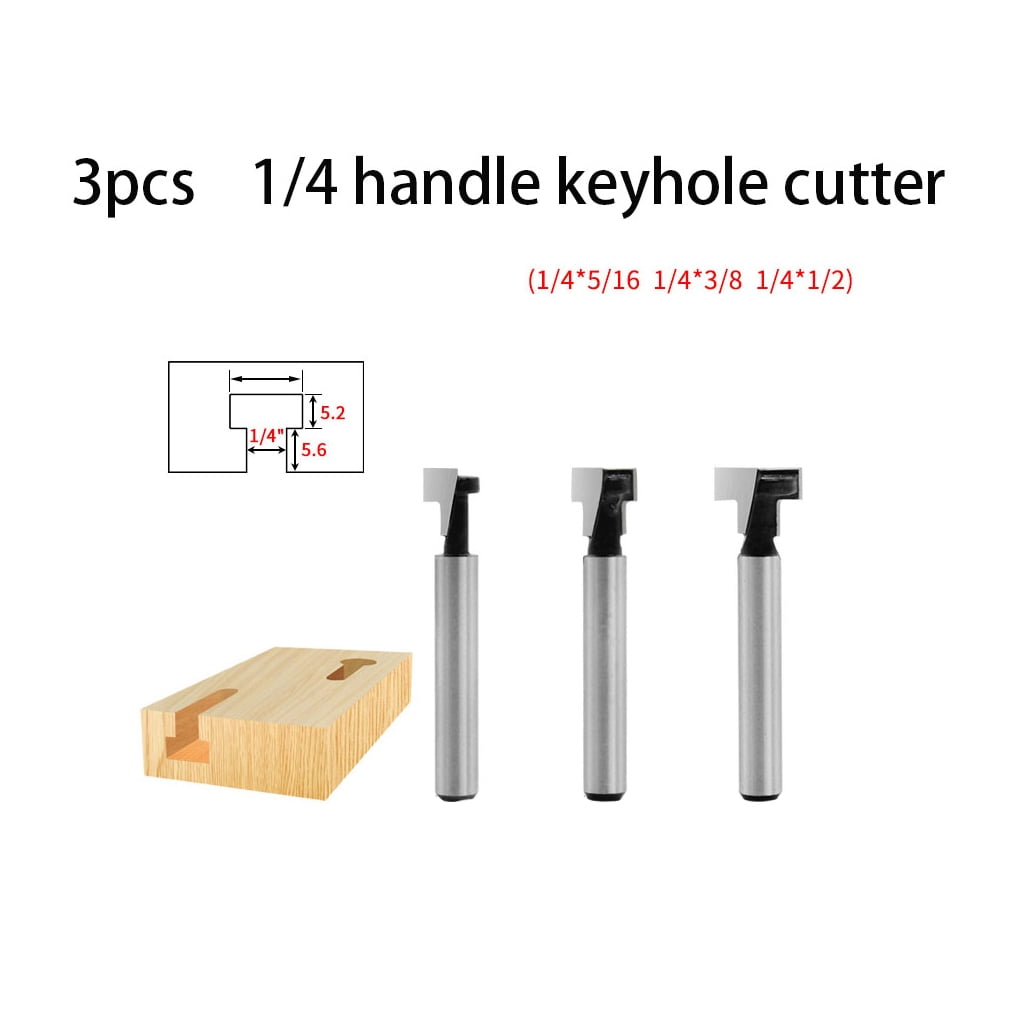 1/4&1/2'' Shank T-Slot Cutter Router Bit 3/8&1/2'' Hex Bolt Woodworking Keyhole 