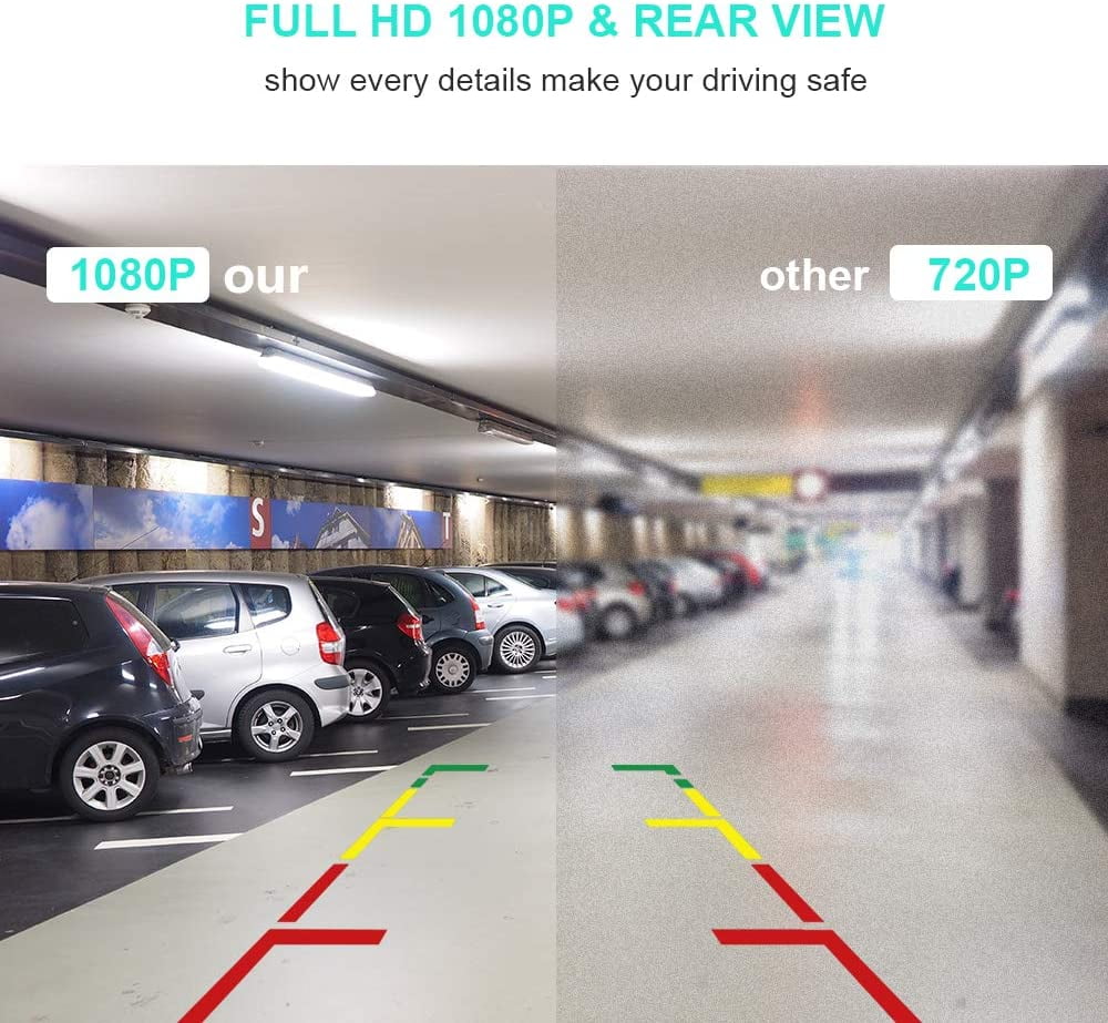 10 Inch Touch Screen Front 1080P Rear View 1080P Dual Lens 170 Degrees Wide Angle with Backup Camera G-Sensor Parking Monitor Night Vision j Junsun Mirror Dash Cam Front and Rear