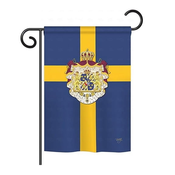 Breeze Decor BD-CY-GS-108091-IP-BO-D-US13-BD 13 x 18.5 in. Sweden Flags of the World Nationality Impressions Decorative Vertical Double Sided Garden Flag Set with Banner Pole