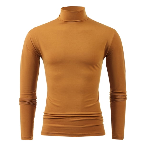 pstuiky camisas de manga larga para hombre, Camiseta de invierno para hombre, color liso, cuello medio alto, manga larga y cuello redondo. camisetas de hombre s