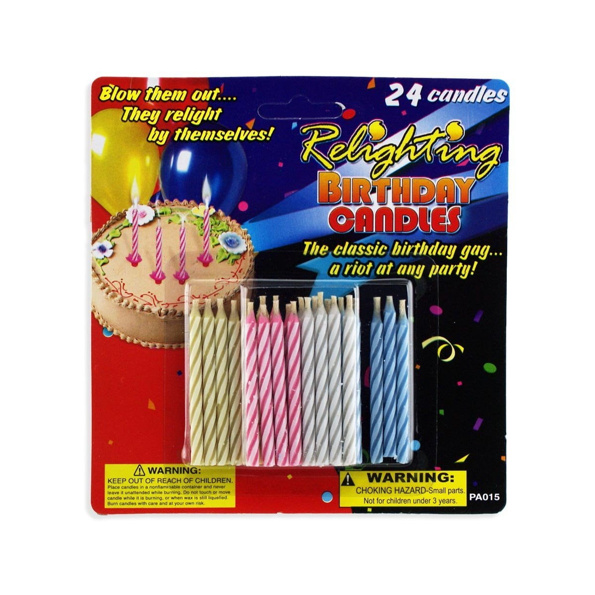 24pc Magic Relighting Gag Birthday Candles, 24 magic candles By Rhode