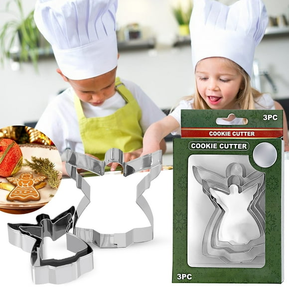 Boreal Craft 3pcs Christmas Angel Stainless Steel Cookie Cutting Tool DIY Pie Printing Baking Tools Vacuum Exposure Unit Cut Out Cookie Microwaveable Food Sealing Tray Vacuum Food Container Cook