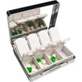 thumbnail image 4 of SHIQI-8-Compartment Pill Box Organizer Portable and Stylish Medicine Case, Versatile Storage for Medication - Ideal Travel Accessory & Unique Gift Idea (Beachside Skeleton Chill), 4 of 4