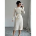 thumbnail image 3 of New Knitted Maxi Dress with Tie Waist and Elegant Sweater Style, 3 of 5
