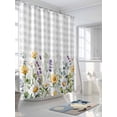 thumbnail image 3 of Fsddascl Yellow Flower Shower Curtain Set - Small 36" x 72" Washable Bathtub Curtain with 12 Hooks, Country Eucalyptus Lavender Daisy Plaid Grey Waterproof Fabric Stall Shower Curtains for Bathroom, 3 of 6