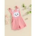 thumbnail image 4 of Musuos Toddler Girl Easter Overalls Shorts 12 18 24M 3 4T Bunny Embroidery Applique Sleeveless Square Neck Jumpsuit, 4 of 10