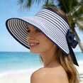 thumbnail image 2 of Bibifish Womens Straw Visor Large Brim Foldable Striped Sun Hat With Bow Tie Beach & Vacation Sun Hat, 2 of 4