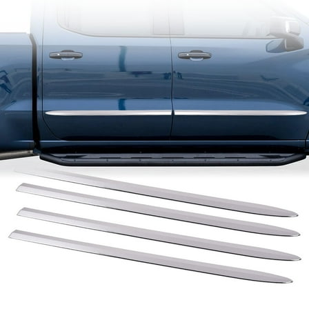 CCPAO Fit For 19-22 Chevy Silverado 1500 Crew Cab 4Pcs Body Side Molding Trim Chrome