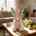 thumbnail image 6 of Free Express Easter Bunny Ear Plush Gnome Figurines Handcrafted Spring Decor with Knit Hat Floral Ears for Home Tabletop Mantel Decorations, 6 of 6