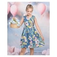 thumbnail image 4 of Sunny Fashion Girls Sleeveless Floral Print Cotton Dress Blue Casual Summer Dresses 4 Years, 4 of 7