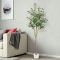 thumbnail image 5 of Faux Olive Tree 6FT, Artificial Olive Trees with Natural Trunk and Realistic Leaves and Fruits, Faux Olive Silk Tree for Indoor, Large Olive Plants with White Planter for Office Home Decor, 5 of 8