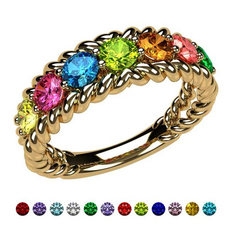 Double Rope Design Mother's Family Birthstone Ring Double Rope Design Mother's Family Birthstone Ring