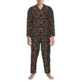 thumbnail image 3 of Sikiie Ladybugs In Love Mens Pajama Set, Soft Warm Long Sleeve Sleepwear, Cozy Button-Down Pjs for Men-Large, 3 of 7