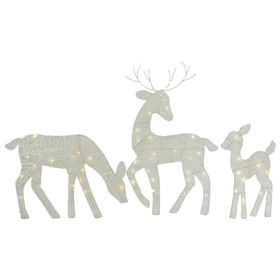 Northlight LED Lighted White Reindeer Family Outdoor Christmas Decorations - 29" - Set of 3