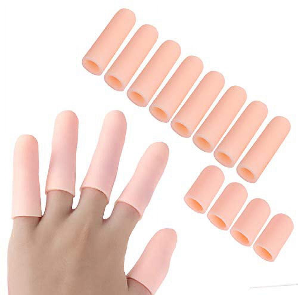 Jkcare 12 Pack Gel Finger Caps, Silicone Finger Protectors Sleeves - Covers to Protect Fingertips and Provide Pain Relief from Finger Cracking, Hand