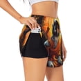 thumbnail image 3 of Lsque Cartoon Puppy Sunset Printed Women's Running Shorts with Liner Pockets,Elastic Quick Dry Workout Athletic Gym Yoga Shorts,Womens High Waist Shorts-Medium, 3 of 9