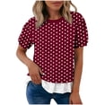 thumbnail image 2 of Fewfanhot Womens Tops Puff Sleeve Crewneck T Shirts Dressy Casual Blouses Spring Outfits Fashion Clothes, 2 of 7