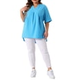 thumbnail image 2 of Agnes Orinda Women's Plus Size Blouses Casual Chiffon Pleated V Neck Work Shirts Tunic Tops 1X Blue, 2 of 6
