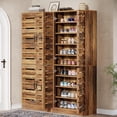 thumbnail image 1 of Tribesigns 70.8" Tall 9-Tier Shoe Cabinet with Adjustable Shelves and Shutter Doors, Vertical Rustic Brown Shoe Storage for Entryway and Closet (Set of 2), 1 of 5