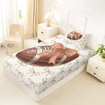 thumbnail image 4 of Erosebridal Girls Sport Bow Football Twin Sheet Sets 3pcs,Brown Bowtie Rugby Bedding for Kids Teens Boys,Ultra Soft Home Decor, 4 of 5