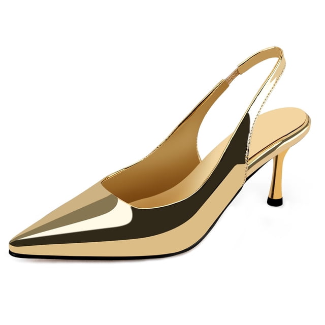 Zapatos de tacón Heelchic Kitten para mujer, color dorado metalizado 10.5