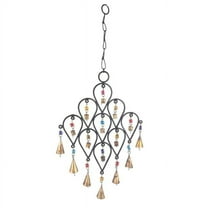 22 in. Inverted Drop Beaded Wrought Iron Wind Chime with Metal Bells