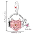 thumbnail image 2 of 925 Sterling Silver Cat Enjoying Music Dangle Charm For Bracelets & Bangle Pendant Jewelry, 2 of 5