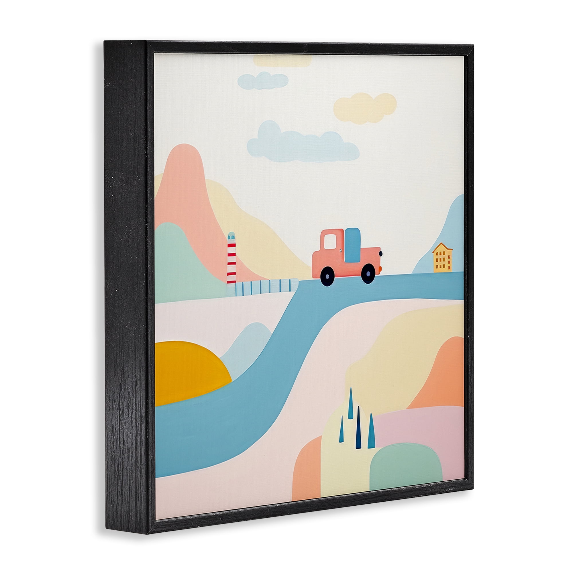 Stupell Industries Pastel Landscape Scene Landscape Painting Black Framed Art Print Wall Art, 24 x 24