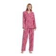 thumbnail image 1 of GLOBAL Conjunto de Pijama de Franela para Mujer, Pijama 100% Algodón para Mujer, Ropa de Estar por Casa, Manga Larga, Botón, Cordón en la Cintura, Ropa de Dormir Cálida, Raya de Cebra Rosa M, 1 of 6