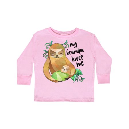 

Inktastic My Grandpa Loves Me Cute Sloth and Baby Gift Toddler Boy or Toddler Girl Long Sleeve T-Shirt