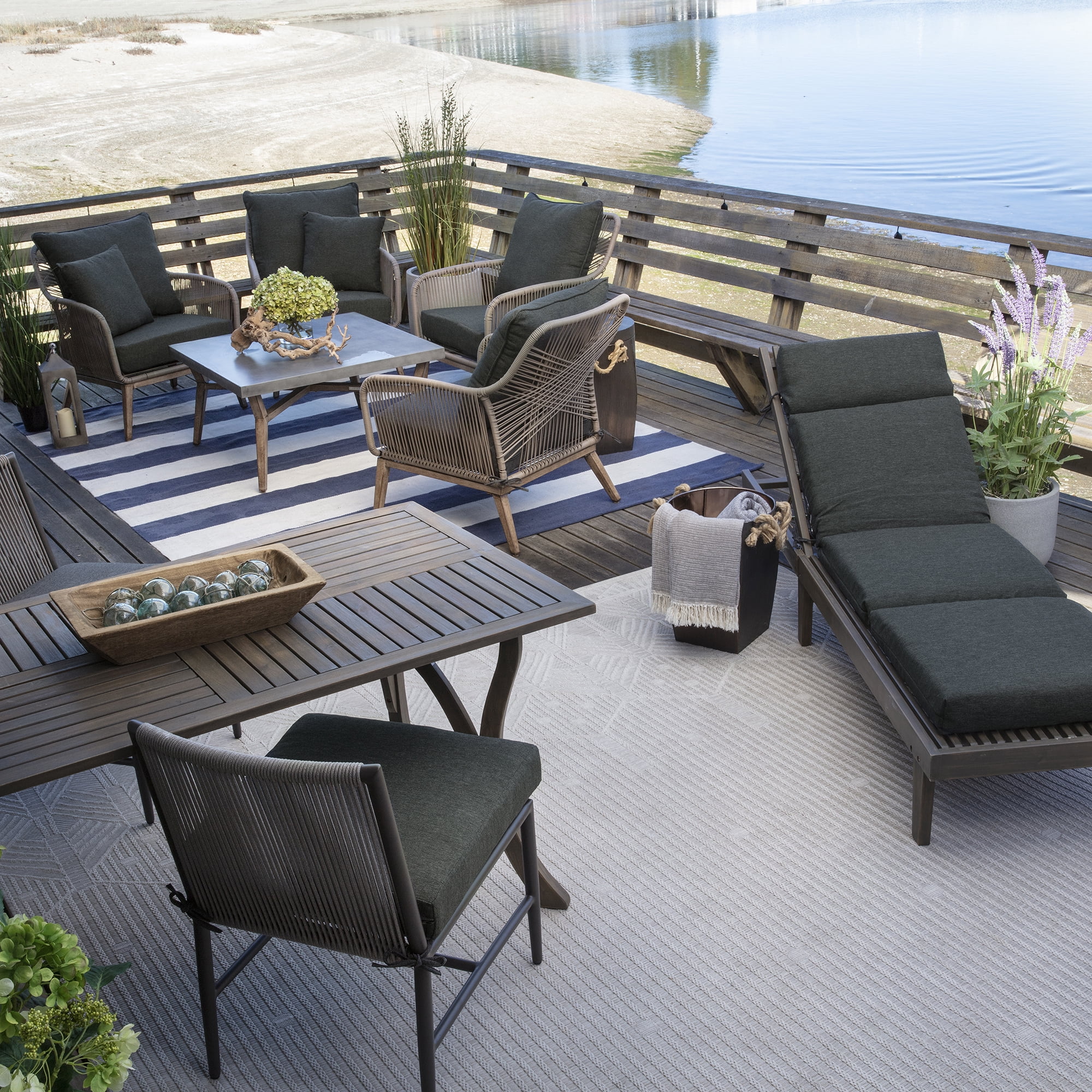 ARDEN Oceantex Outdoor Deep Seating Cushion Set 24 x 24, Ink Charcoal Black