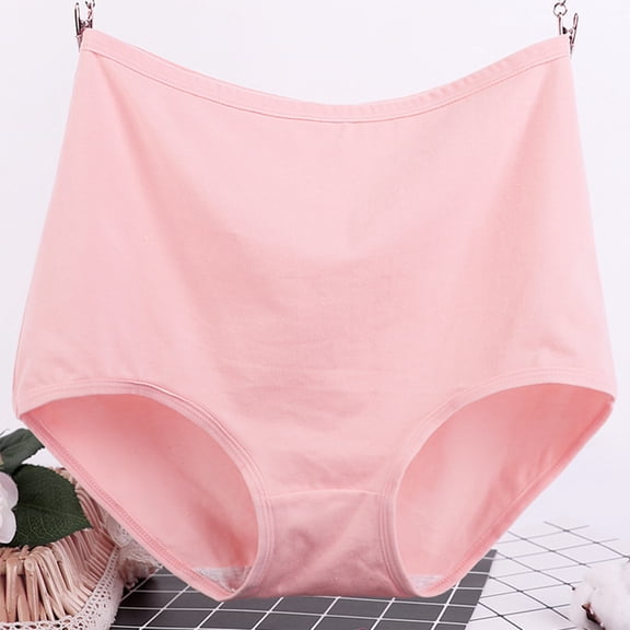 Plus Size Nylon High Waist Briefs Smooth Tummy Control Lightweight Underwear Pink 4XL