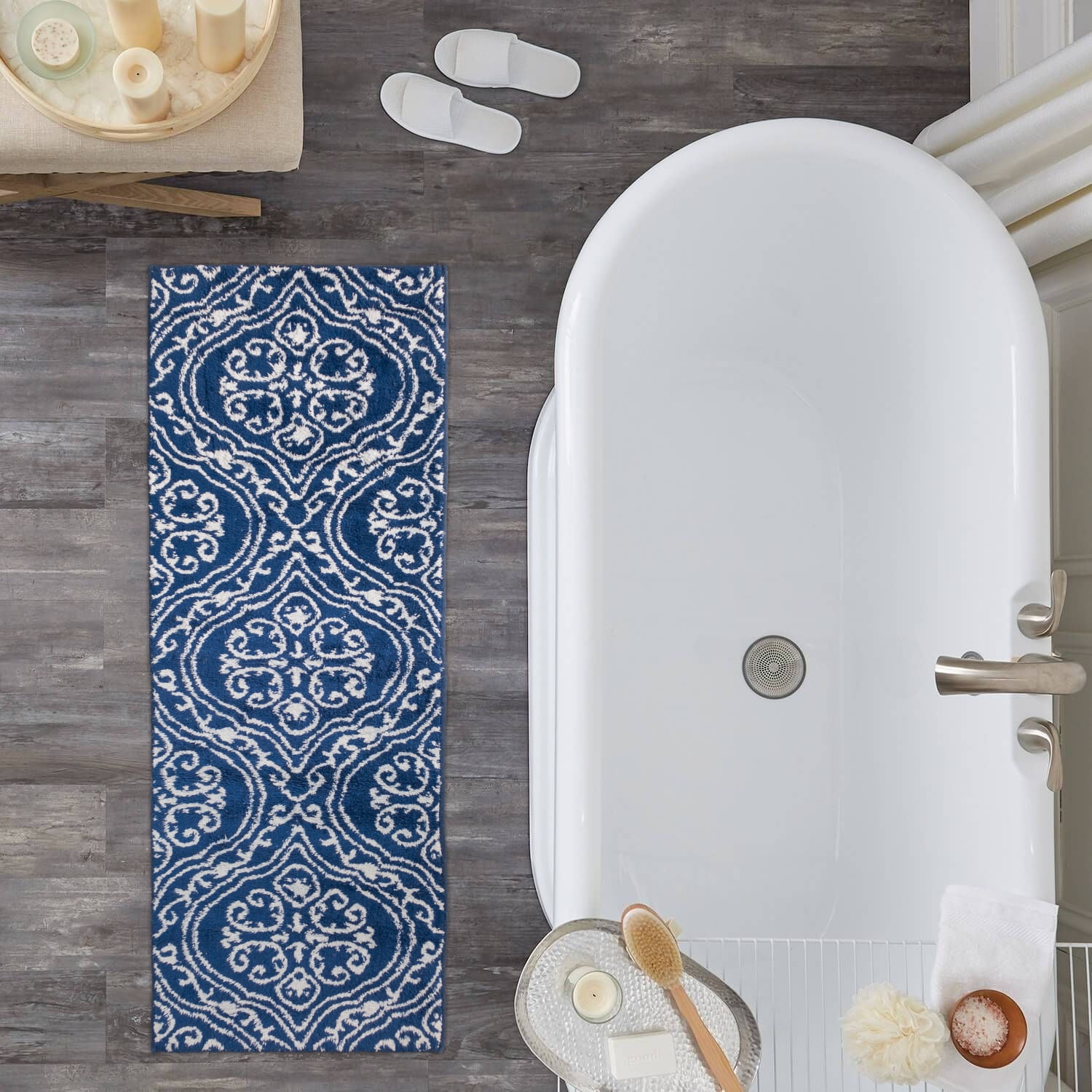 Addy home Medallion collection 100 cotton Nonskid Plush Bath Runner