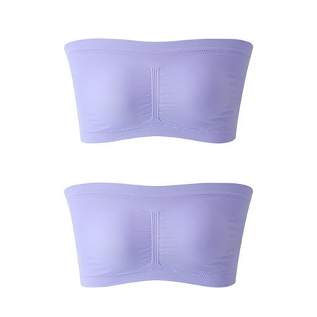 

2Pcs Strapless Bras for Women 2023 Comfortable Non-Slip Unpadded Bandeau Bra Soft Seamless Tube Top Sports Bra