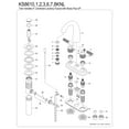 thumbnail image 3 of Kingston Brass KS8610KNL Knurled Double-Handle 3-Hole Deck Mount 4-Inch Centerset Bathroom Faucet with Brass Pop-Up in Matte Black, 3 of 5