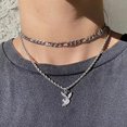 thumbnail image 4 of Big Bunny Necklace Rabbit Pendant Choker Necklace Statement Long Chain Necklace For Women And Men, 4 of 5