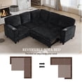 thumbnail image 6 of 81" Pull-Out Sleeper Sofa Bed with Storage & USB, Chenille Fabric L-Shaped Sectional Couch with Cup Holders, 5-Seat Convertible Sofa for Living Room, Apartment, Black, 6 of 9