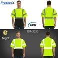 thumbnail image 3 of High Visibility Shirts for Men Women, Quick Dry Safety Short Sleeves T Shirts with Reflective Strips, Hi Vis Construction Work Shirt, Class 2 ,Green ,Small, 3 of 6