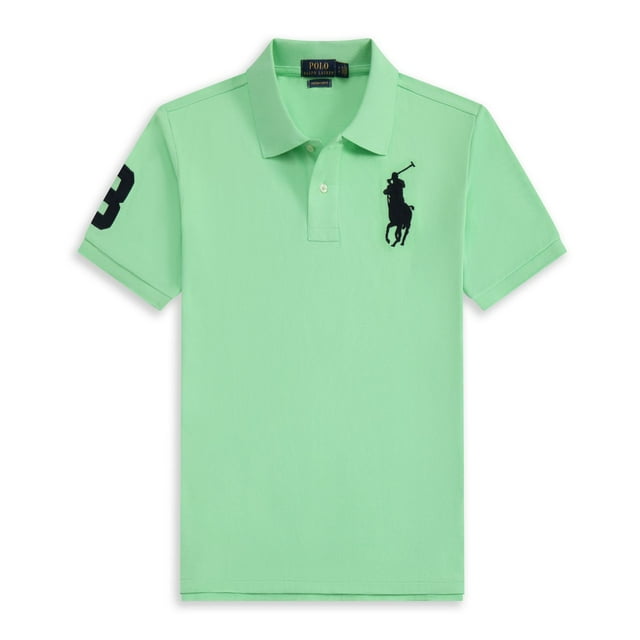 Short Sleeve Polo Shirt Men's Loose Plus Size Lapel Solid Color Cotton Embroidered Shirt