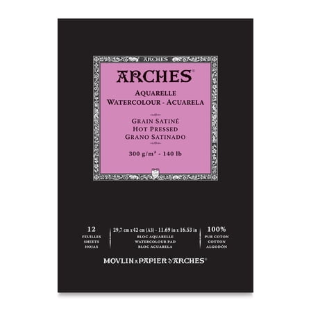 Arches Watercolor Pad - 11.7" x 16.5", 140 lb, Hot Press, 12 Sheets
